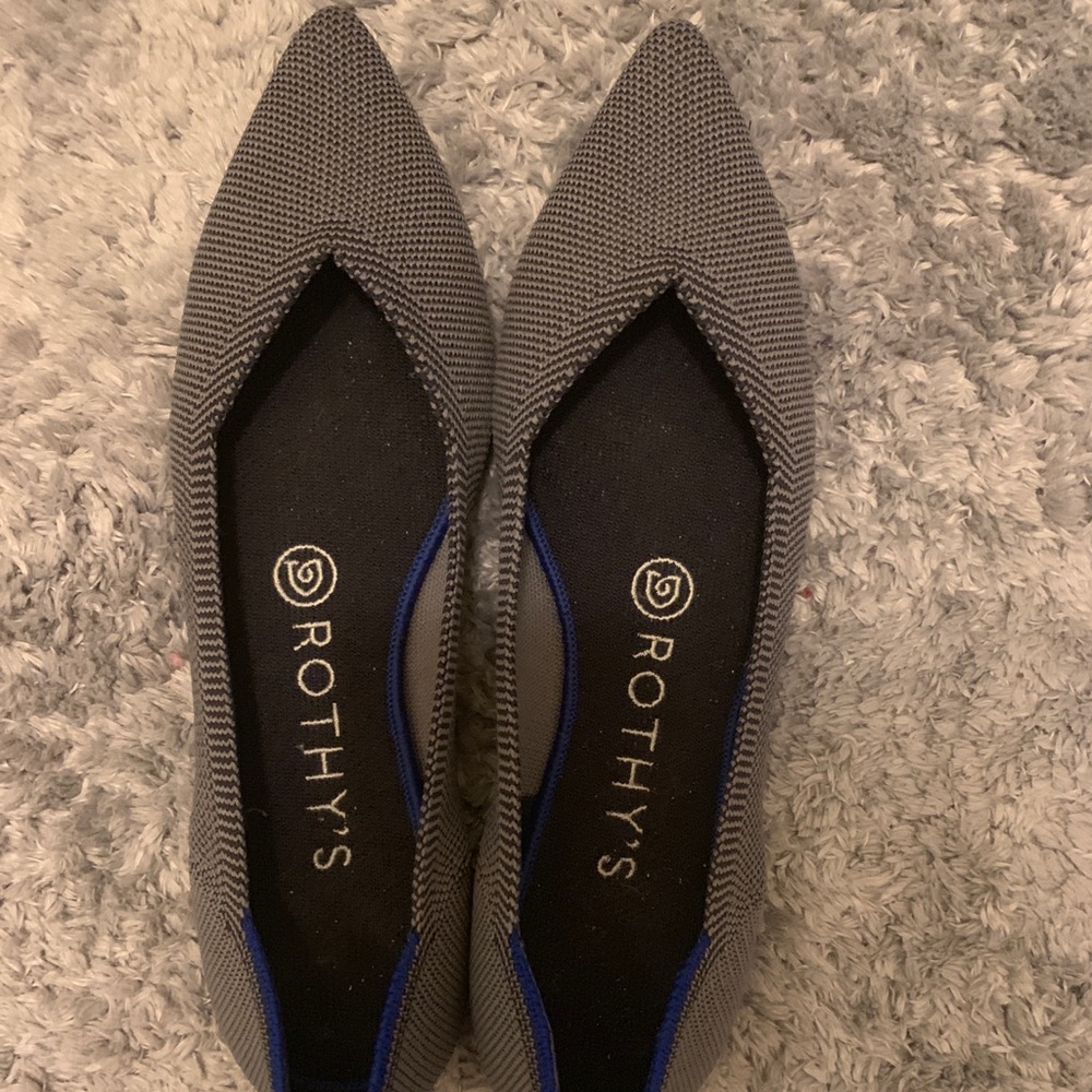 Rothy’s Birdseye Gray Pointed Flats - Authentic